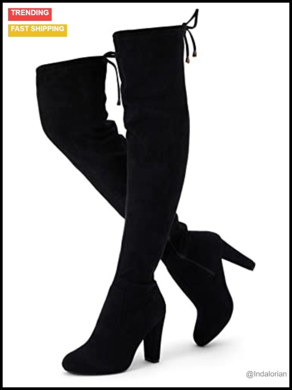 Thigh High Over the Knee Boots Block Heel Suede-Style Side Zip
